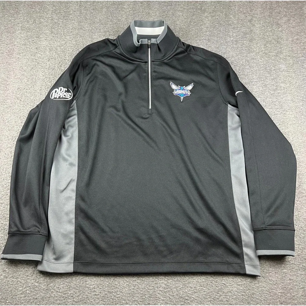 Nike Charlotte Hornets Dr Pepper Quarter Zip Pullover Men's Large Black Grey